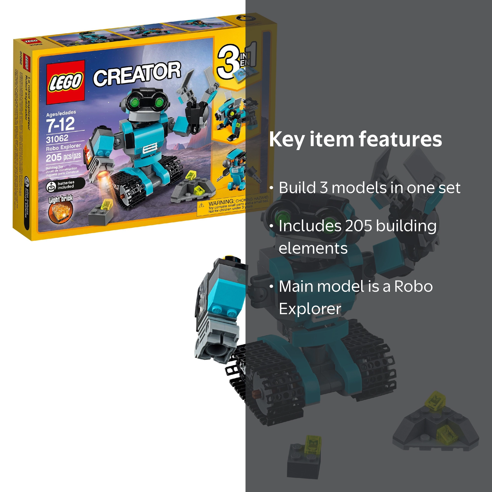 LEGO Creator 3in1 Robo Explorer 31062 Robot Set - 205 Pieces