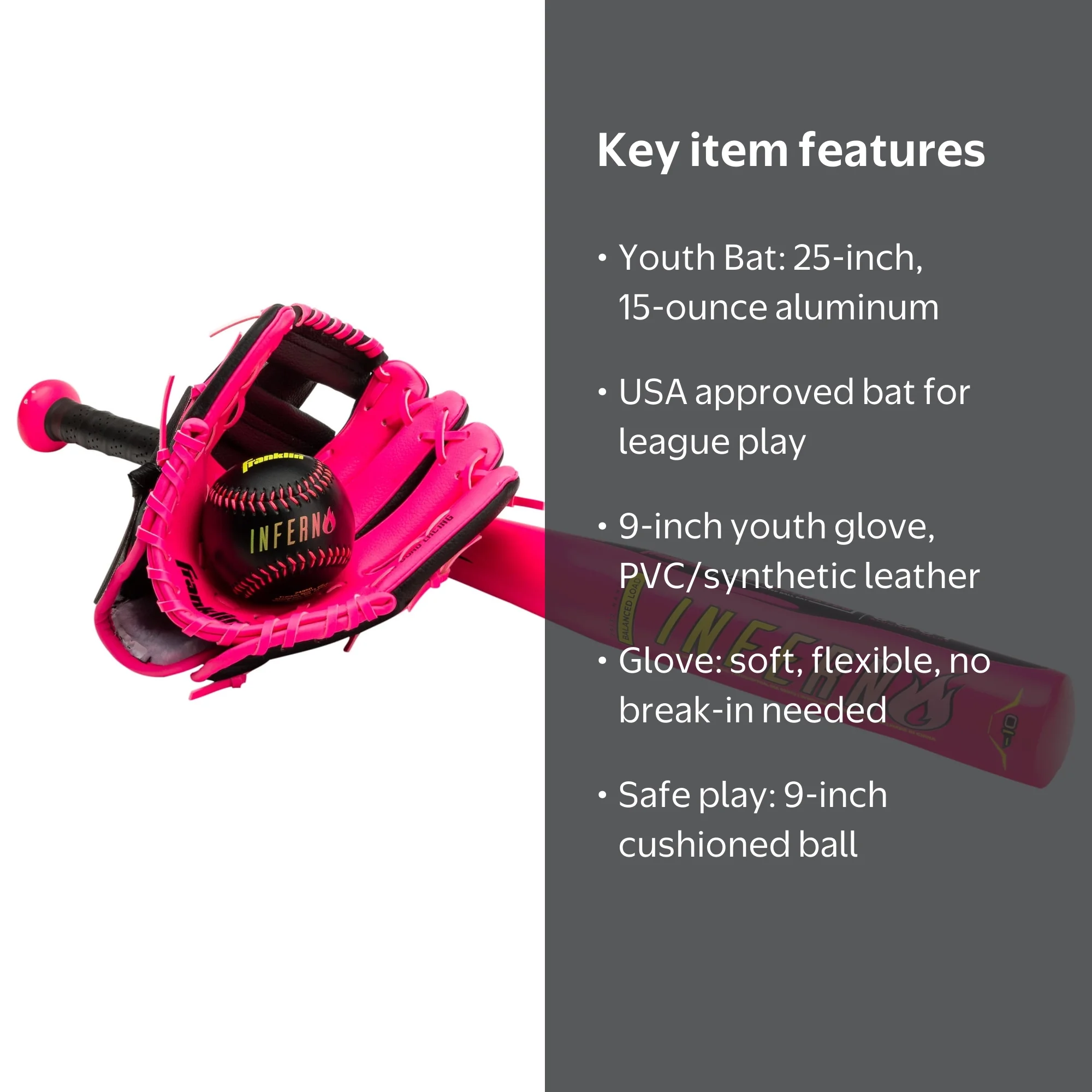 Franklin Sports Pink Inferno Tee Ball Set - Youth 25