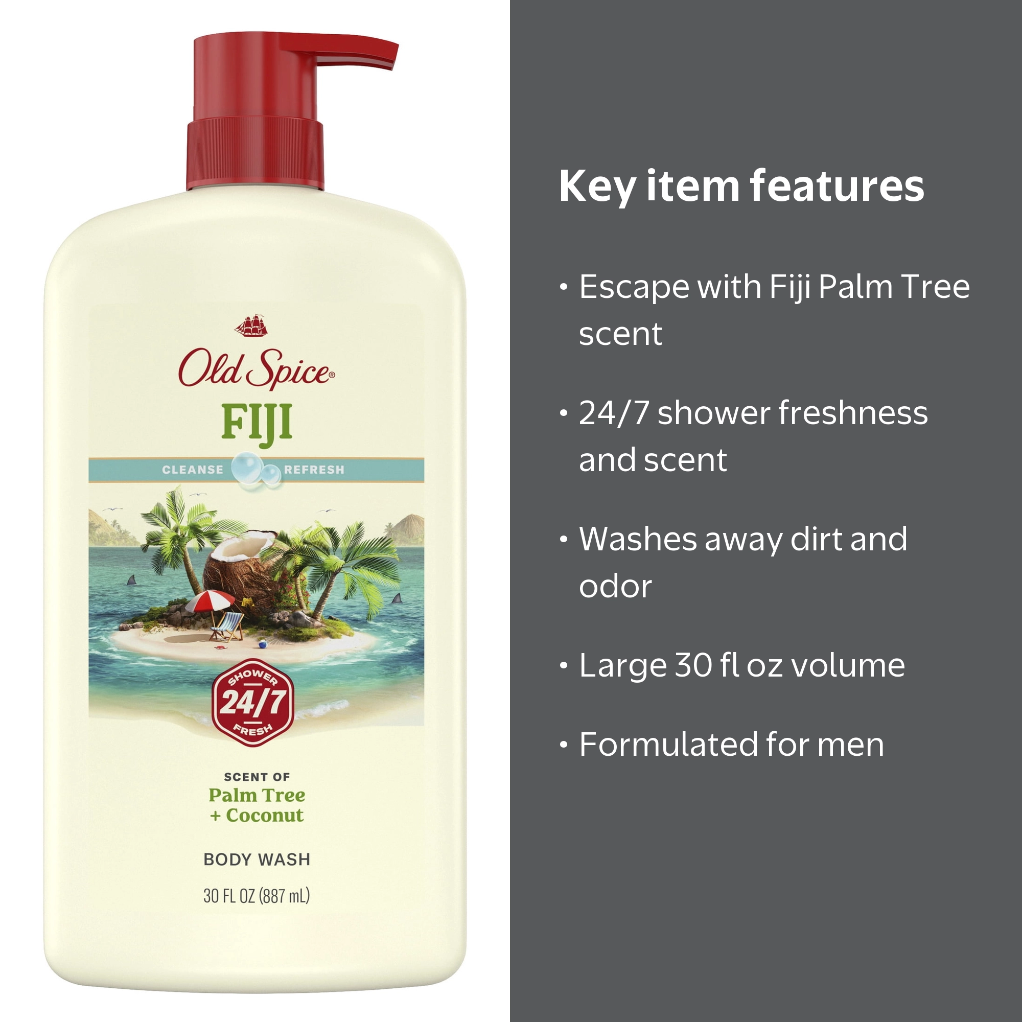 Old Spice Fiji ボディウォッシュ 887ml Old Spice Fiji Body Wash for Men 30 fl oz with Coconut and