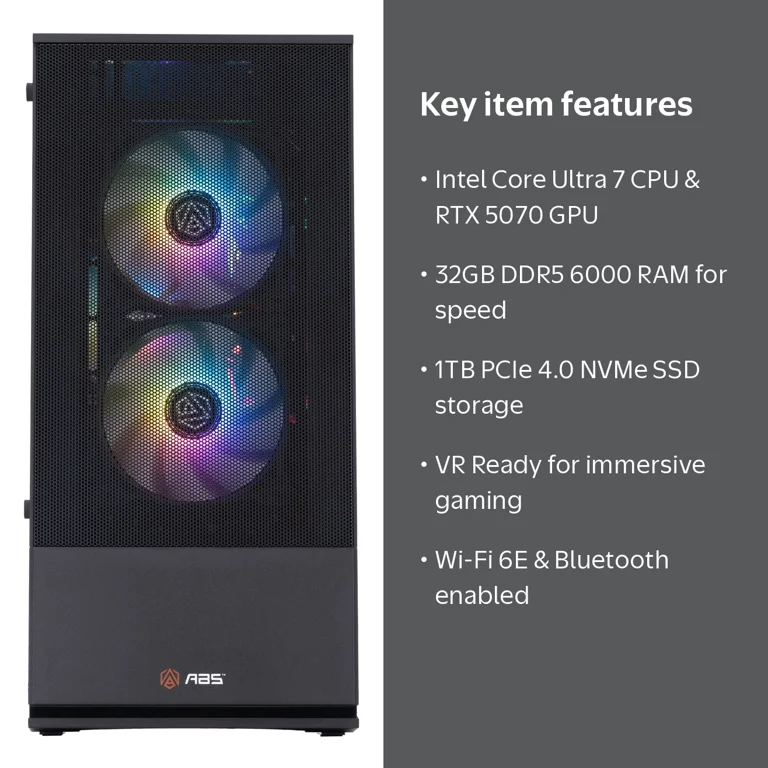 ABS Cyclone Aqua Gaming PC, Intel Core Ultra 7 265KF, RTX 5070