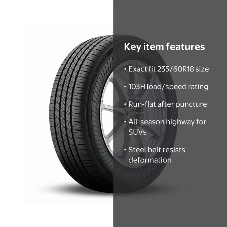 Bridgestone Alenza A/S 02, 235/60R18, All Season SUV Tire, 40K