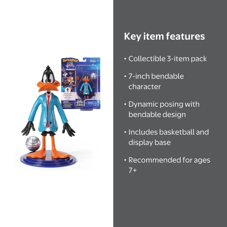 Space Jam BendyFigs Daffy Duck Action Figure Set, 3 Pieces, Noble