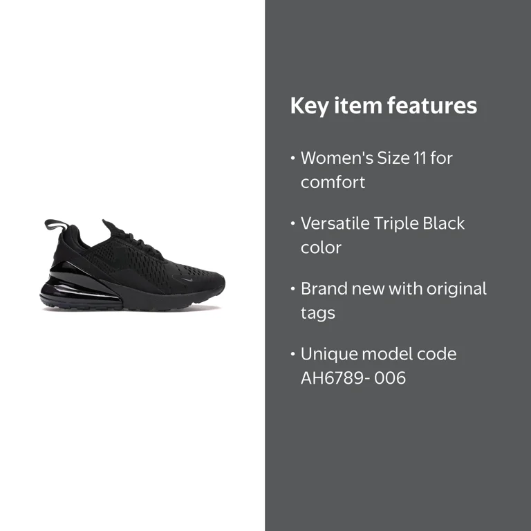 Nike Women's Air Max 270 Triple Black Running Shoes, from StockX