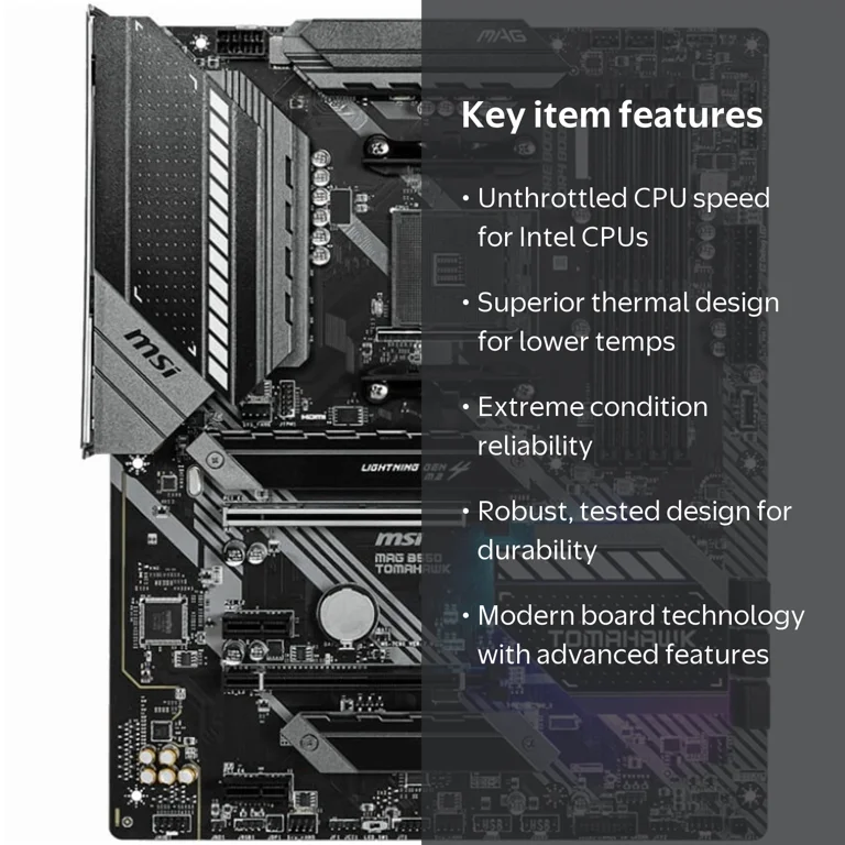 MSI MAG B550 TOMAHAWK AMD Ryzen Motherboard - AM4, SATA 6Gb/s, USB MSI MAG B550 TOMAHAWK AMD Ryzen Motherboard - AM4, SATA 6Gb/s, USB
