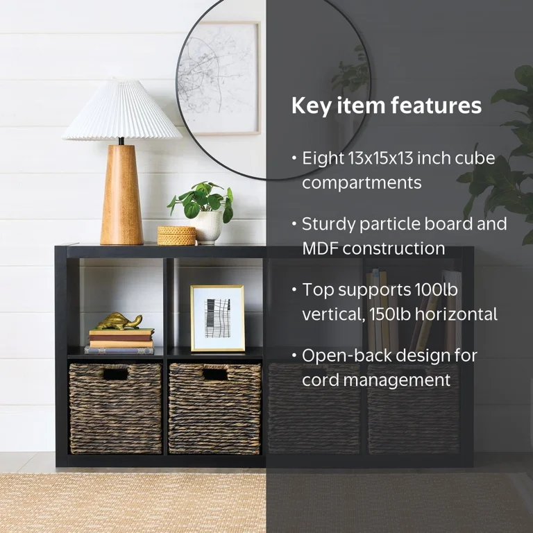 Better Homes & Gardens 8 Cube Storage Organizer, Solid Black