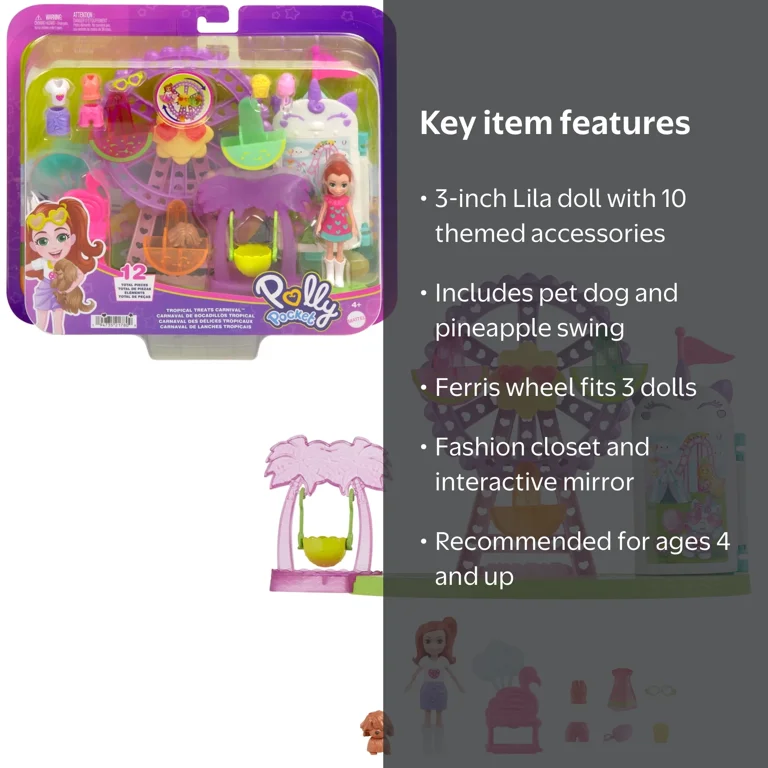 Polly Pocket Tropical Treats Carnival Playset with 3-inch Lila