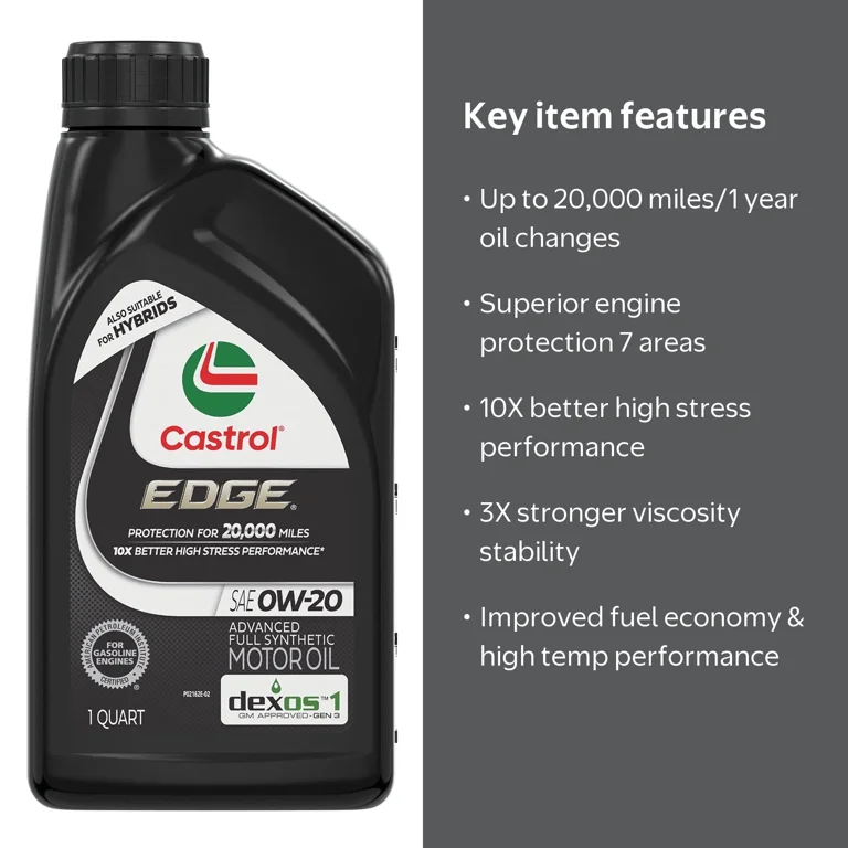 Castrol EDGE 0W-20 Advanced Full Synthetic Motor Oil, 1 Quart