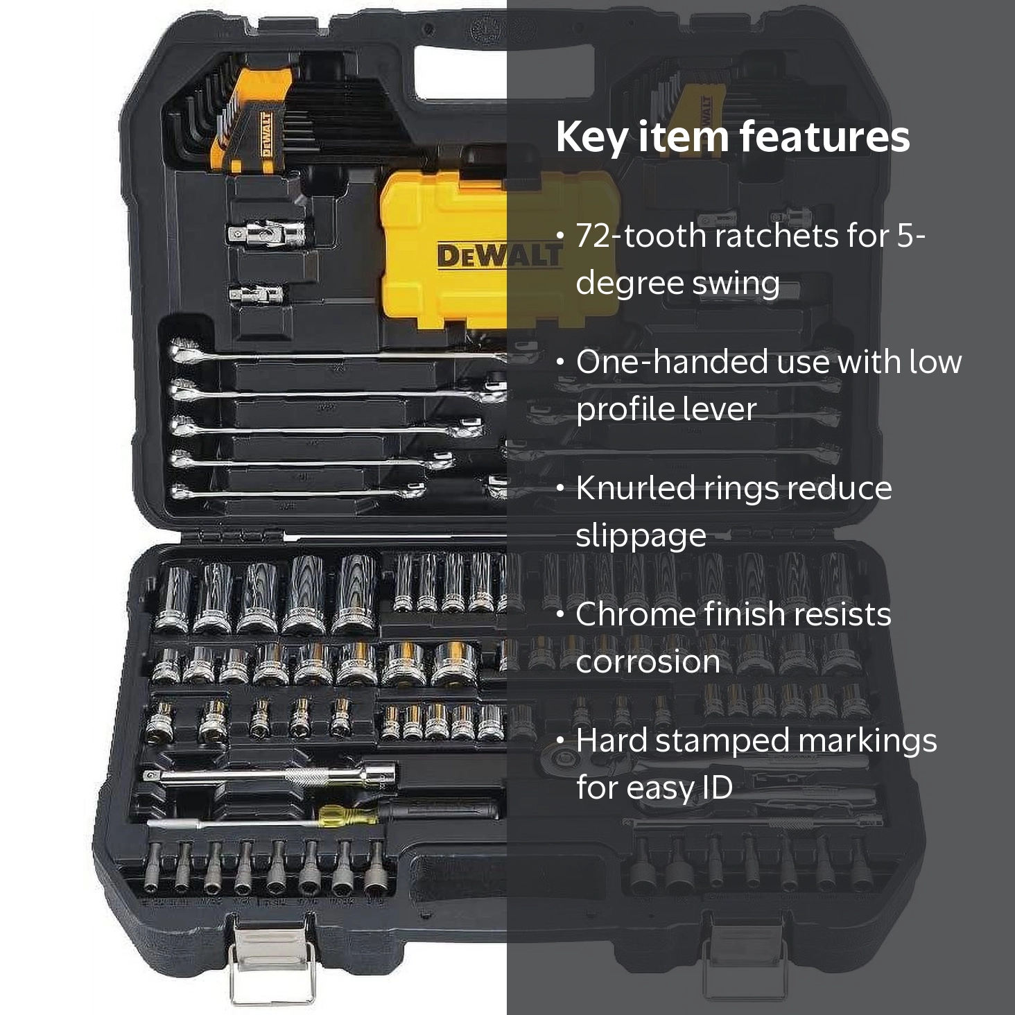 DEWALT Hand Ratchet Wrench Combo, 142-Piece Mechanics Tools Kit