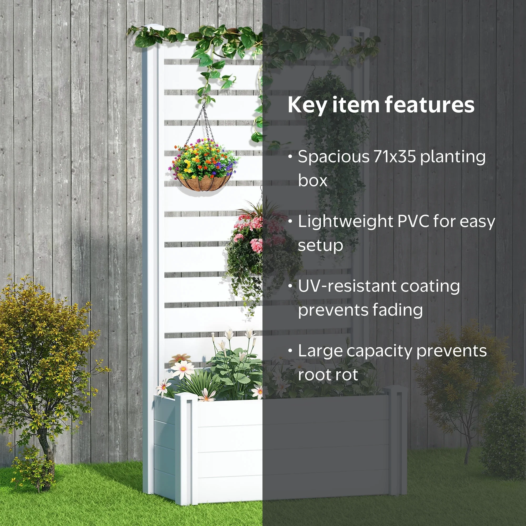 MAYEERTY 71×35 PVC White Rectangular Planting Box - Walmart.com