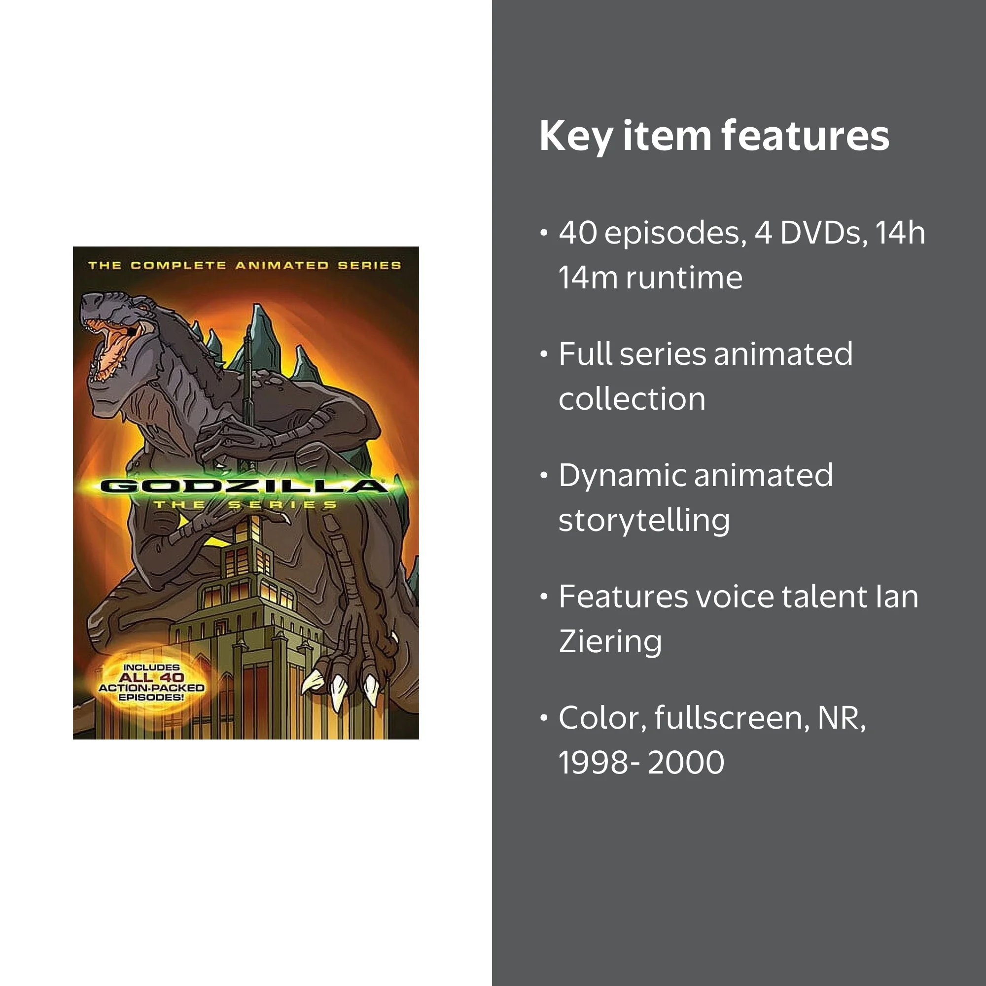Mill Creek Godzilla The Complete Animated Series DVD, 40 episodes