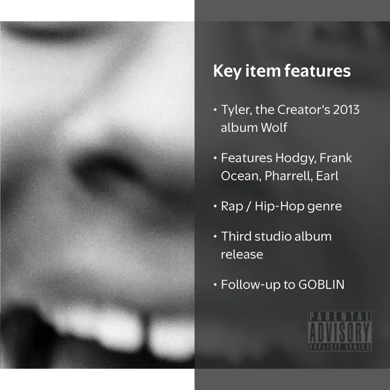 Sony, Tyler the Creator Wolf CD, 2013 Hip Hop Album Third Studio