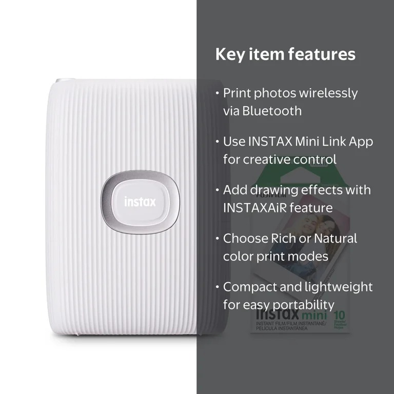 Fujifilm INSTAX Mini Link 2 Portable Instant Photo Printer Bundle