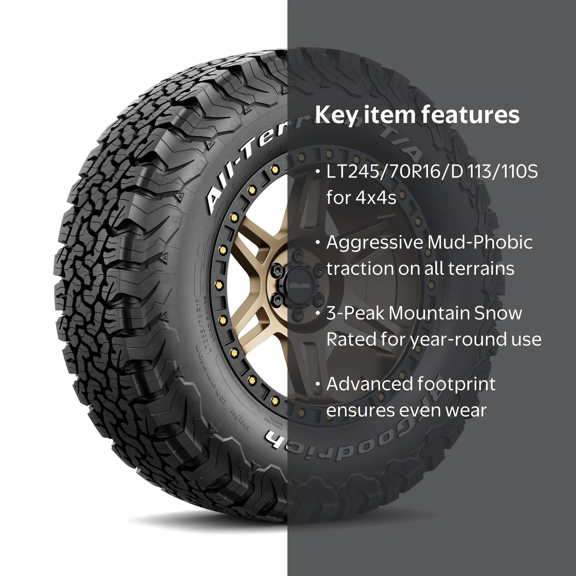 BFGoodrich All-Terrain T/A KO2 LT245/70R16/D 113/110S Tire 