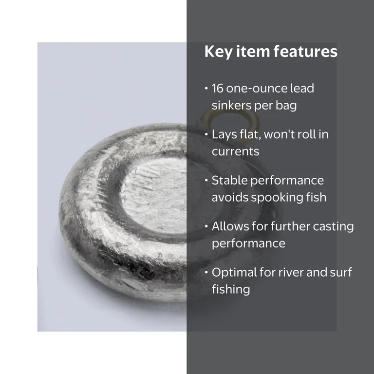 Bullet Weights Lead Disc Sinker 1 oz Fishing Weights 16 Pack for