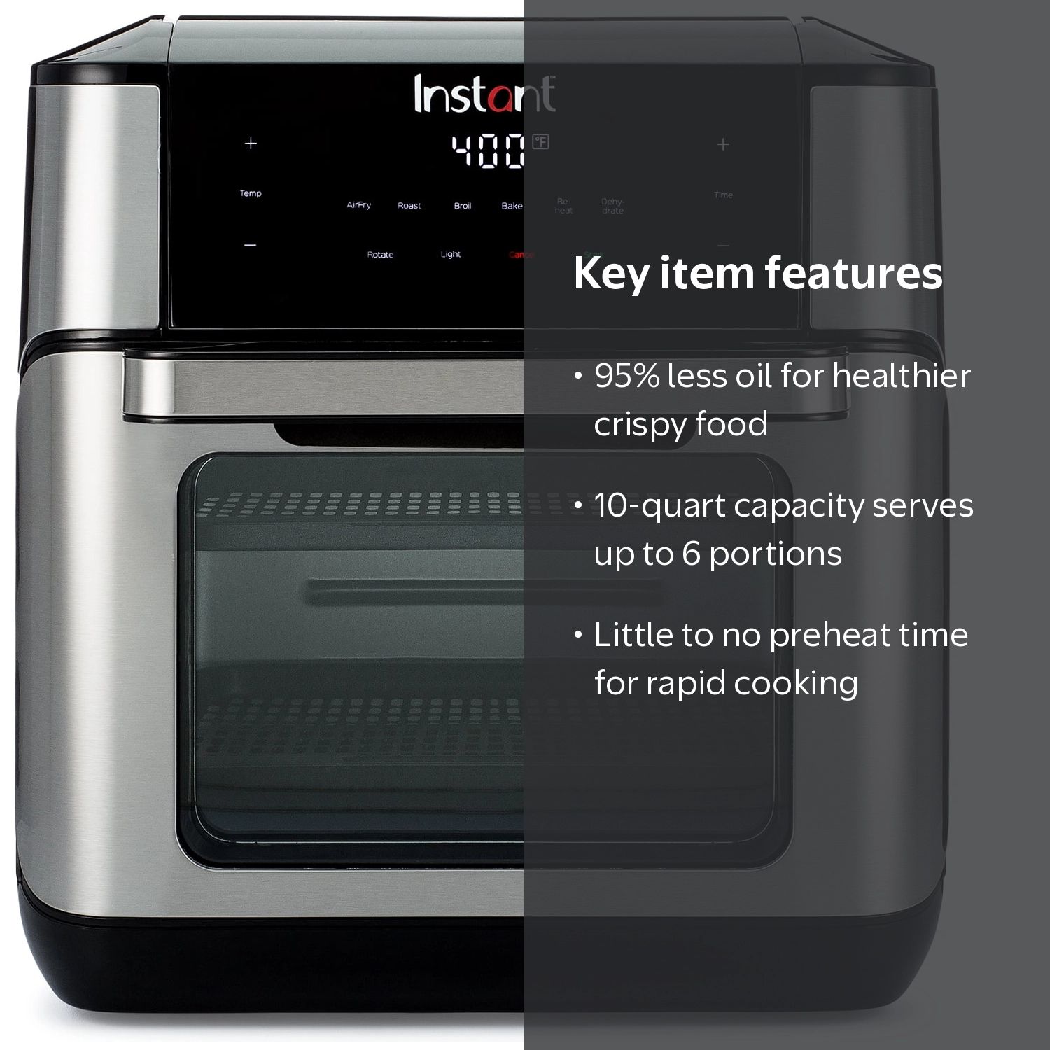 Instant Air Fryer Oven 10-Quart, 7-in-1 Multi-Function, Stainless