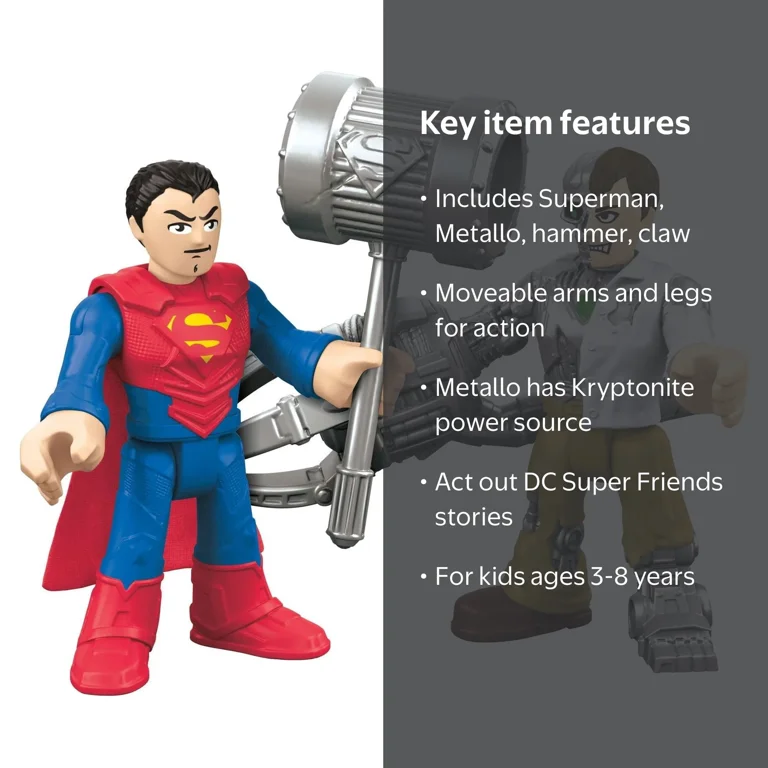 Imaginext, DC Super Friends Superman and Metallo, Multicolor