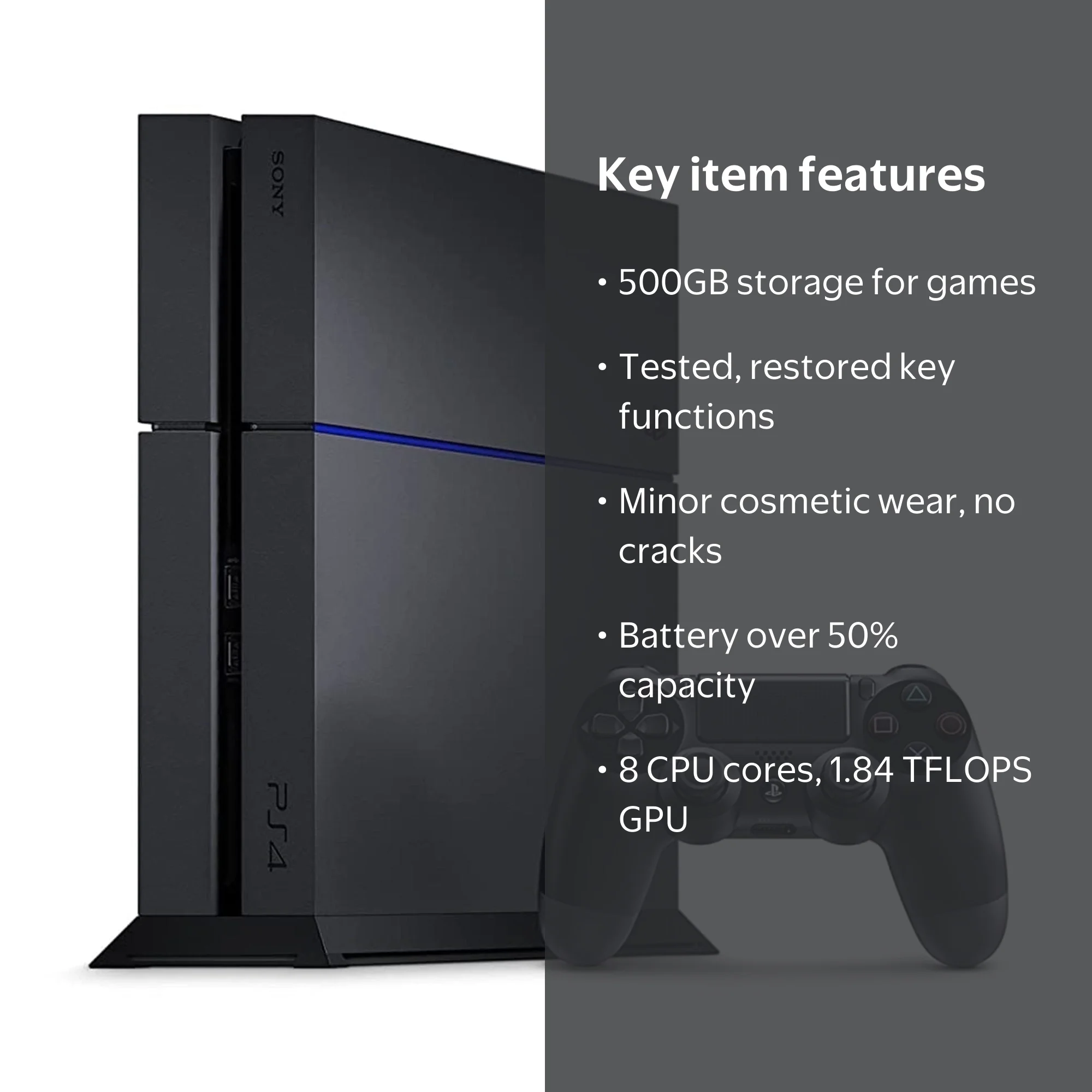 Pre-Owned Sony PlayStation 4 / PS4 Console Only - 500GB - Black