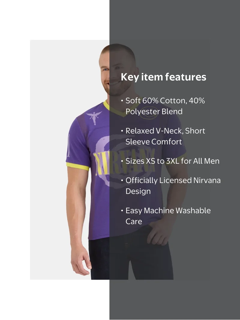 Nirvana Men's and Big Men's Graphic Mesh Football Jersey Style