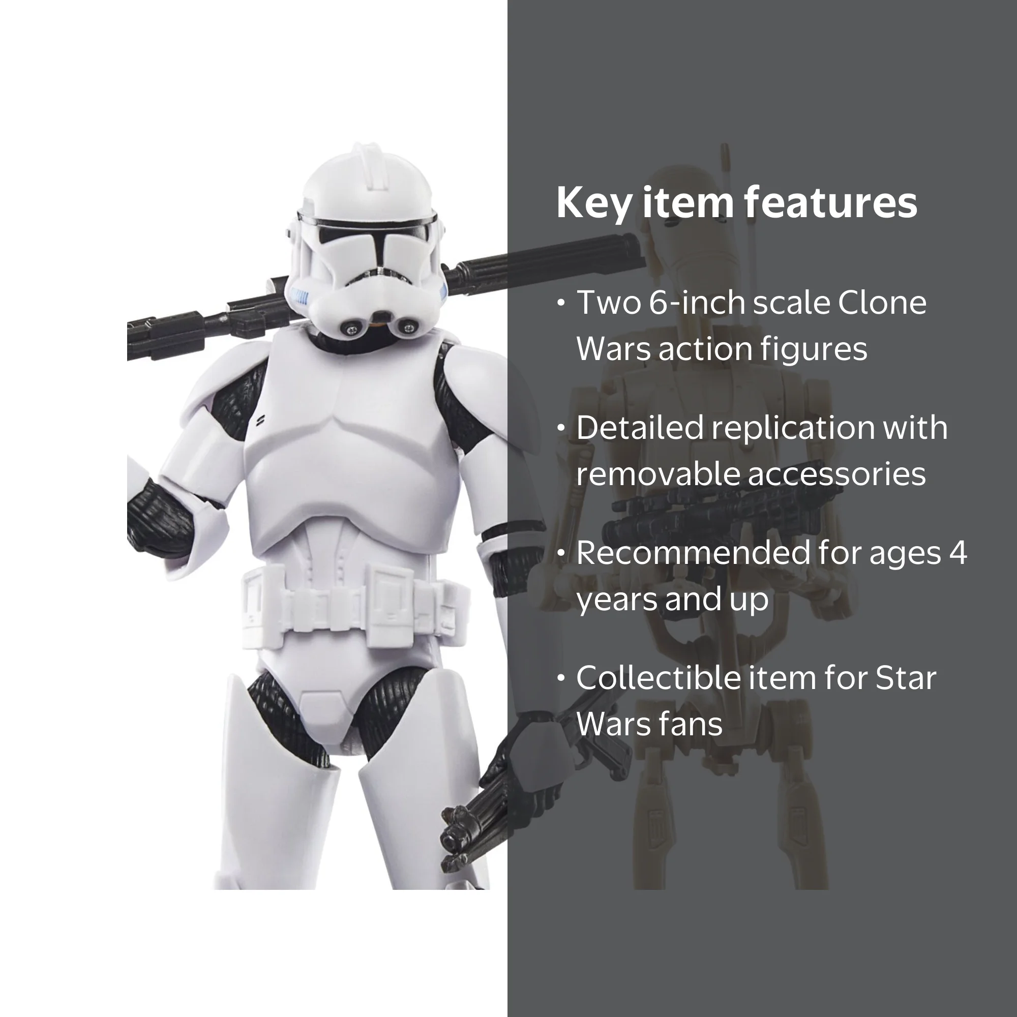 Hasbro Star Wars Black Series 6-Inch Clone Trooper & Battle Droid