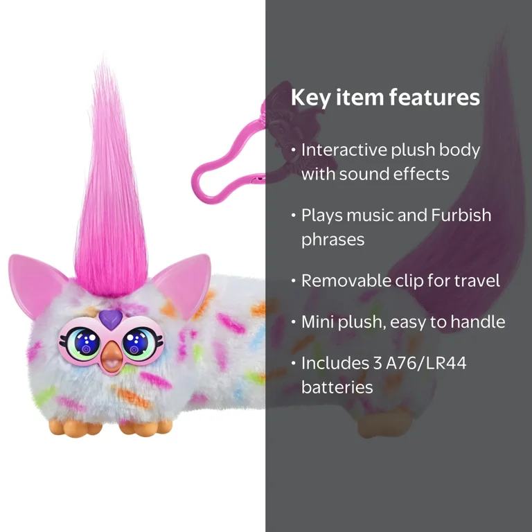Furby, Mini Electronic Plush Toy, Berry-Cup-Cake, for Girls & Boys