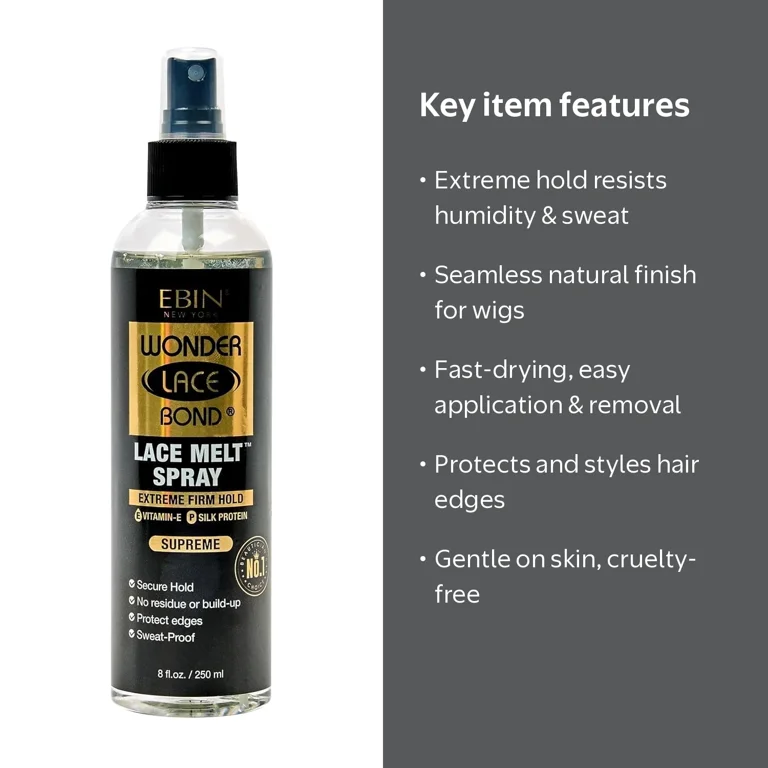 EBIN NEW YORK, Wonder Lace Bond Lace Melt Spray, 8oz, Clear