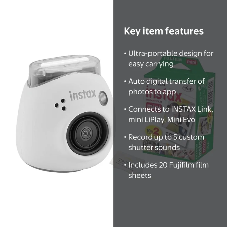 Fujifilm Instax Pal Digital Camera with 20 Fujifilm Prints (Milky