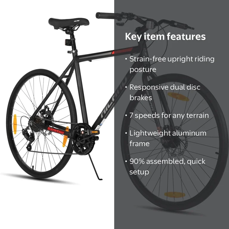 HILAND 700C Road Hybrid Bike, 7 speeds Bikes Urban City Commuter