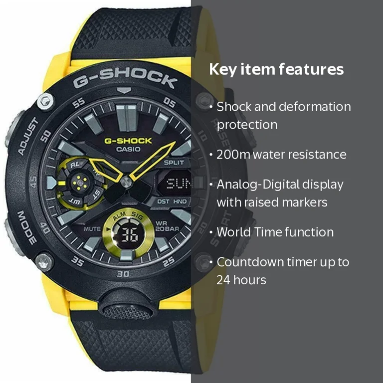 Casio G-Shock Analog-Digital World Time 200m Watch GA2000-1A9
