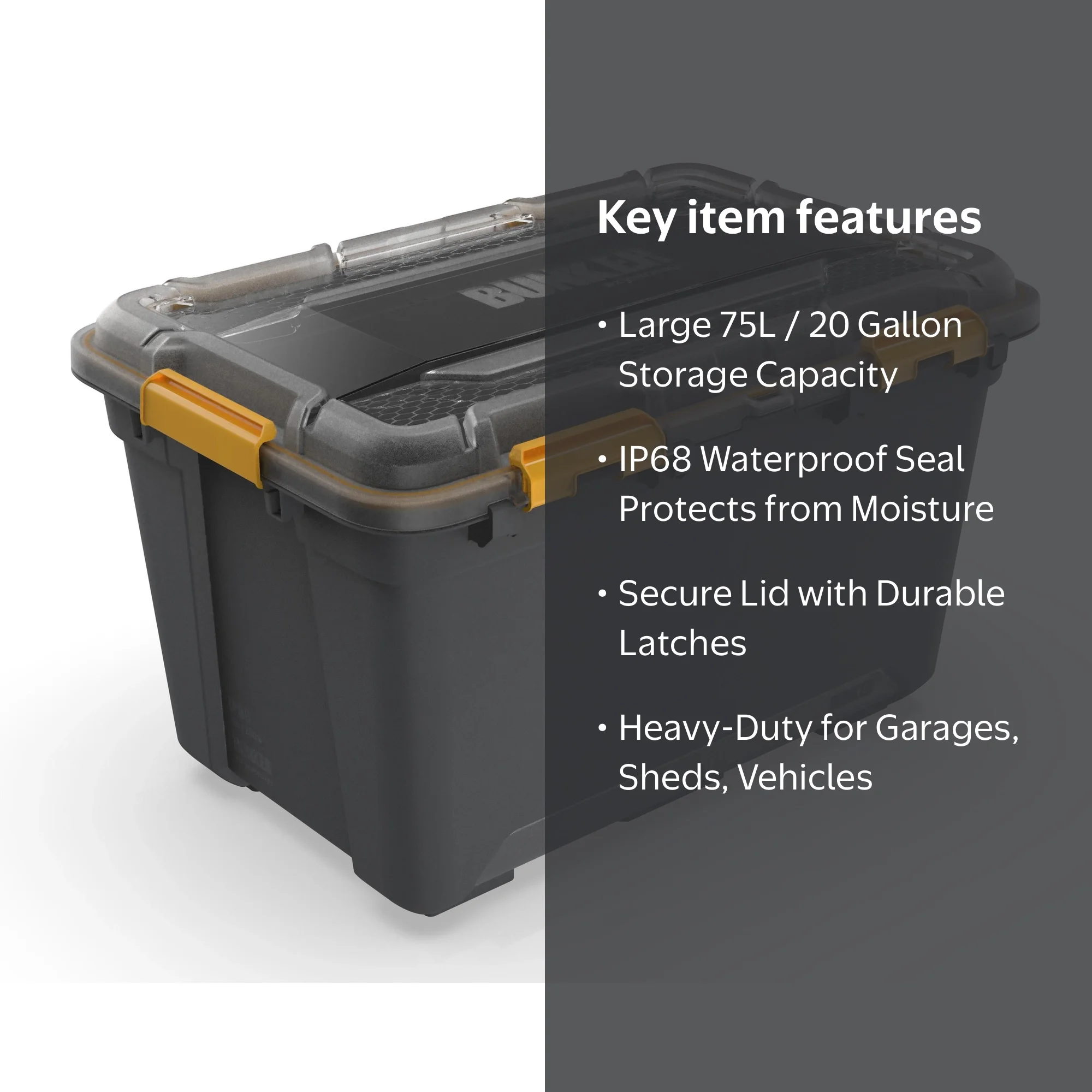 Ezy Storage 19.8 Gallon Large Gasket Tote, IP68 WaterProof Plastic