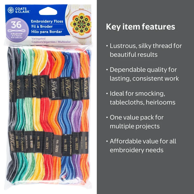 J & P Coats Embroidery Floss Value Pack, 1 Each - Walmart.com