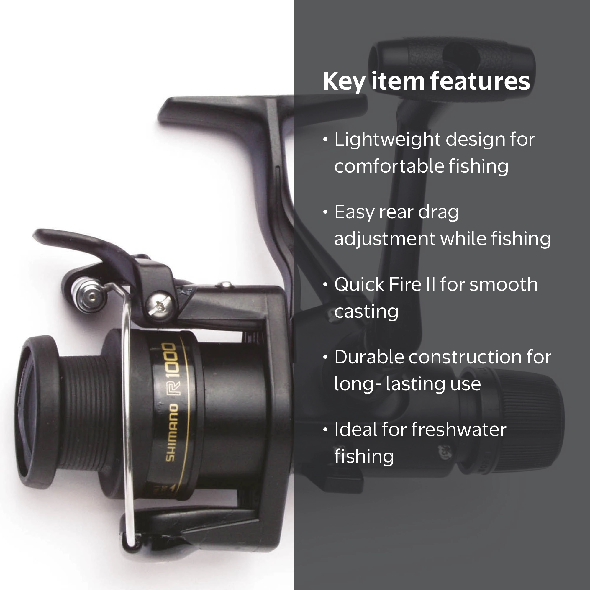 ラビット Shimano IX2000R RDRG Clam Spinning Reel with Quick Fire II Rear
