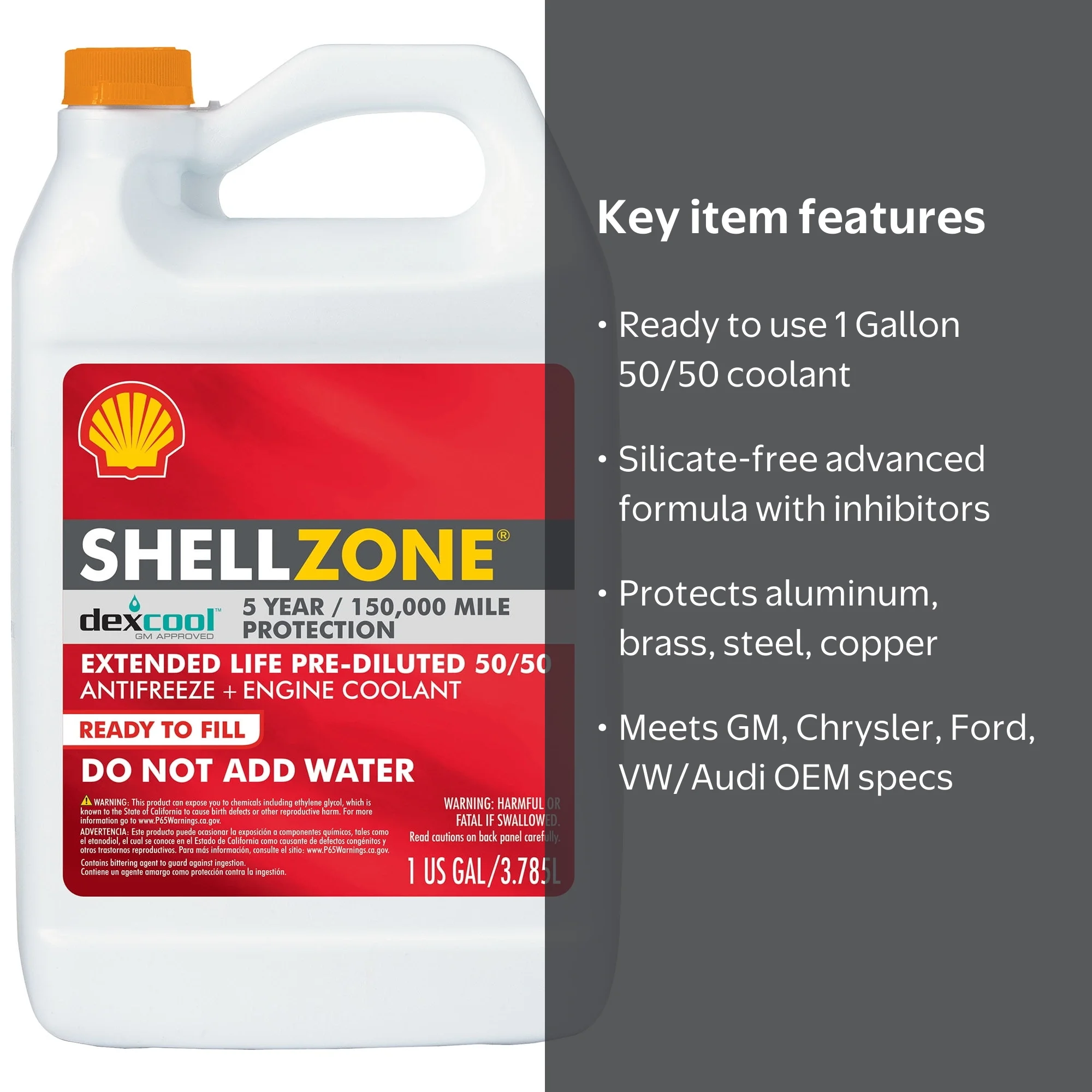 ShellZone Dex-Cool Extended Life ELC Antifreeze + Coolant, Pre