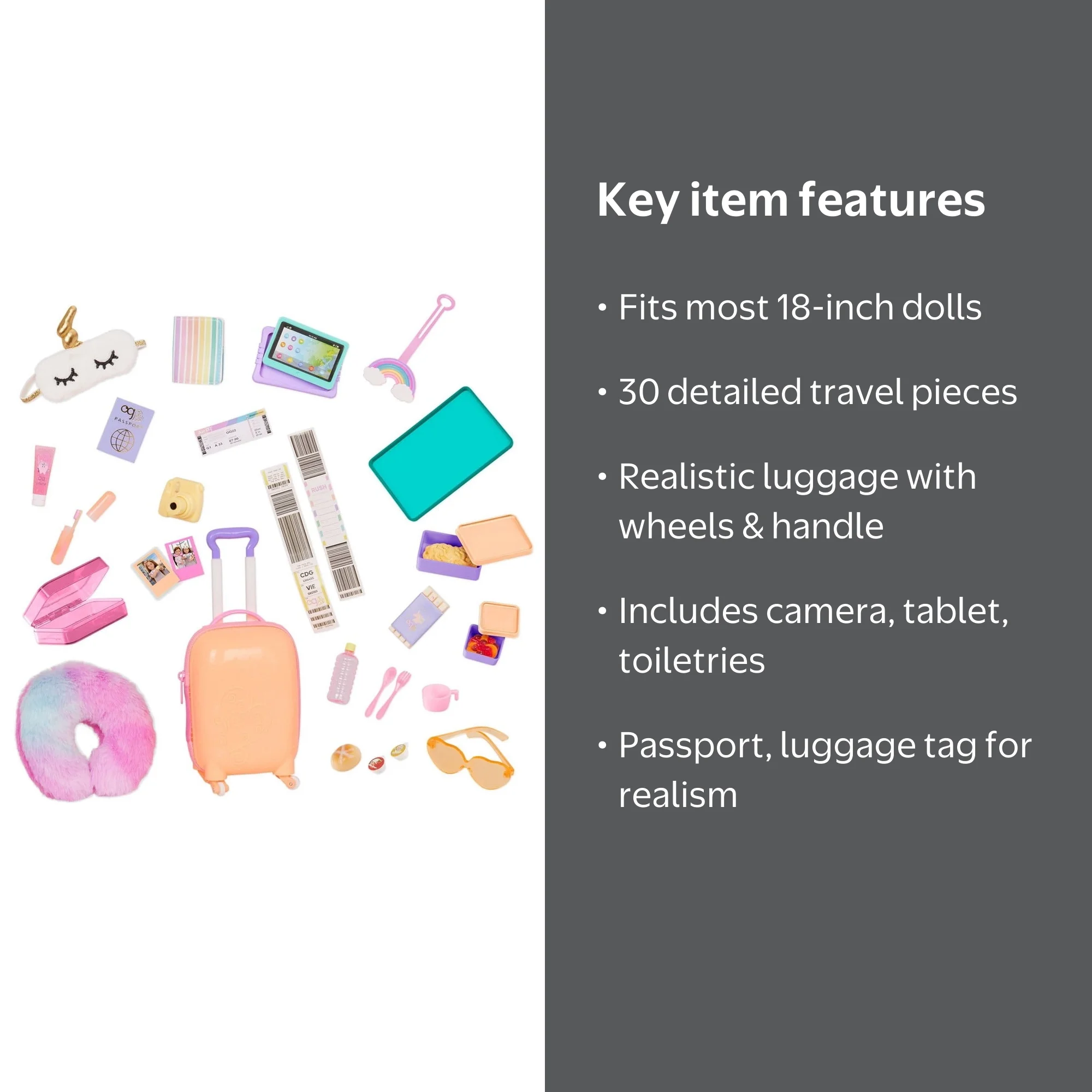 Our Generation Over the Rainbow Luggage Accessory Set for 18