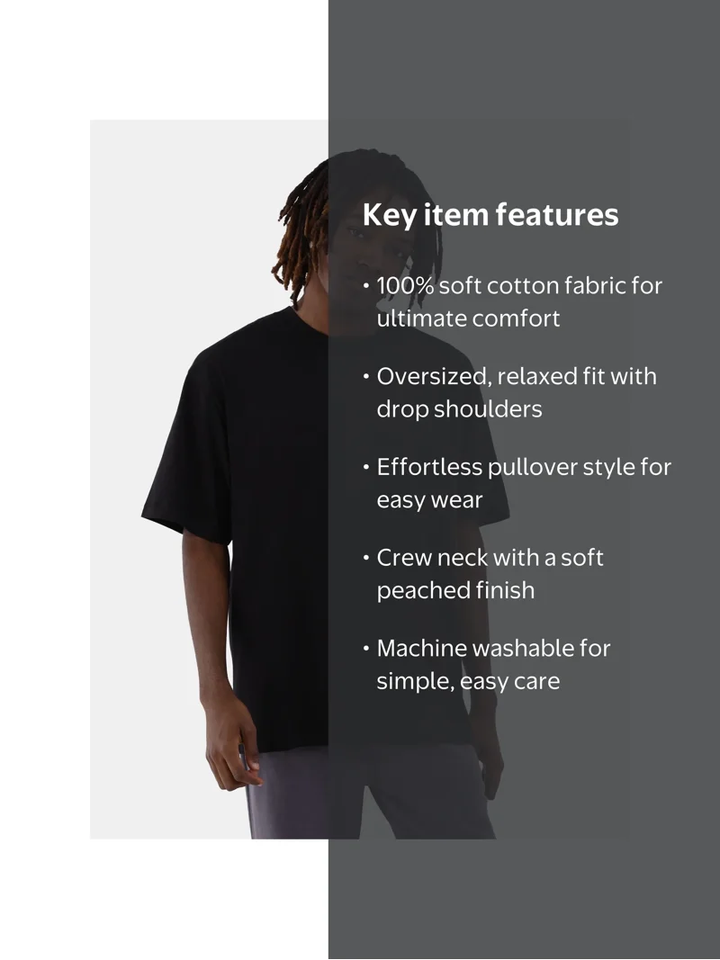 No Boundaries Oversized Cotton Crew Neck T-Shirt with Short