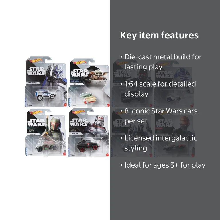 Hot Wheels Star Wars Character Cars Collection, 8-Pack Set