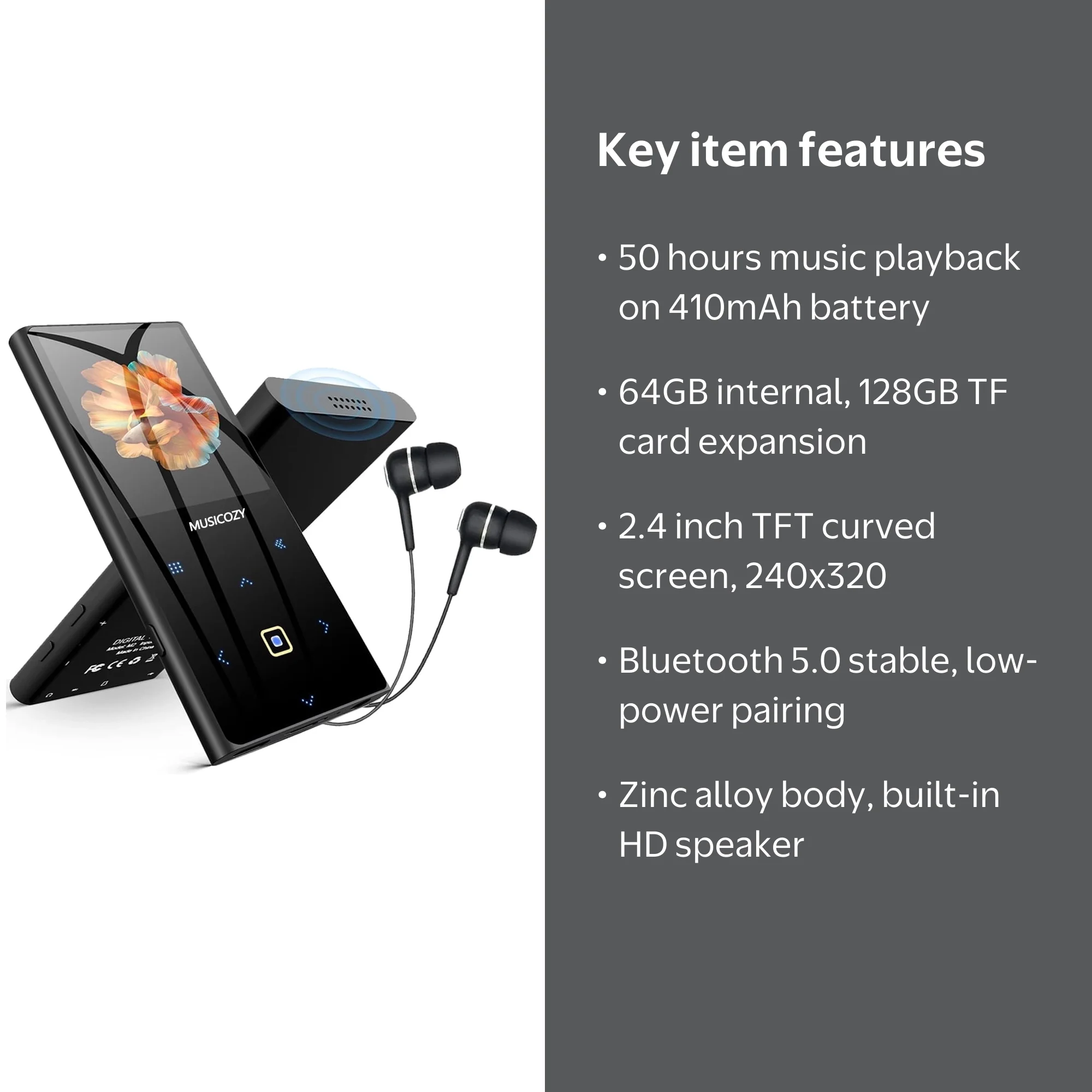 64GB Mp3 Player with Bluetooth 5.0,Portable Digital Lossless HiFi