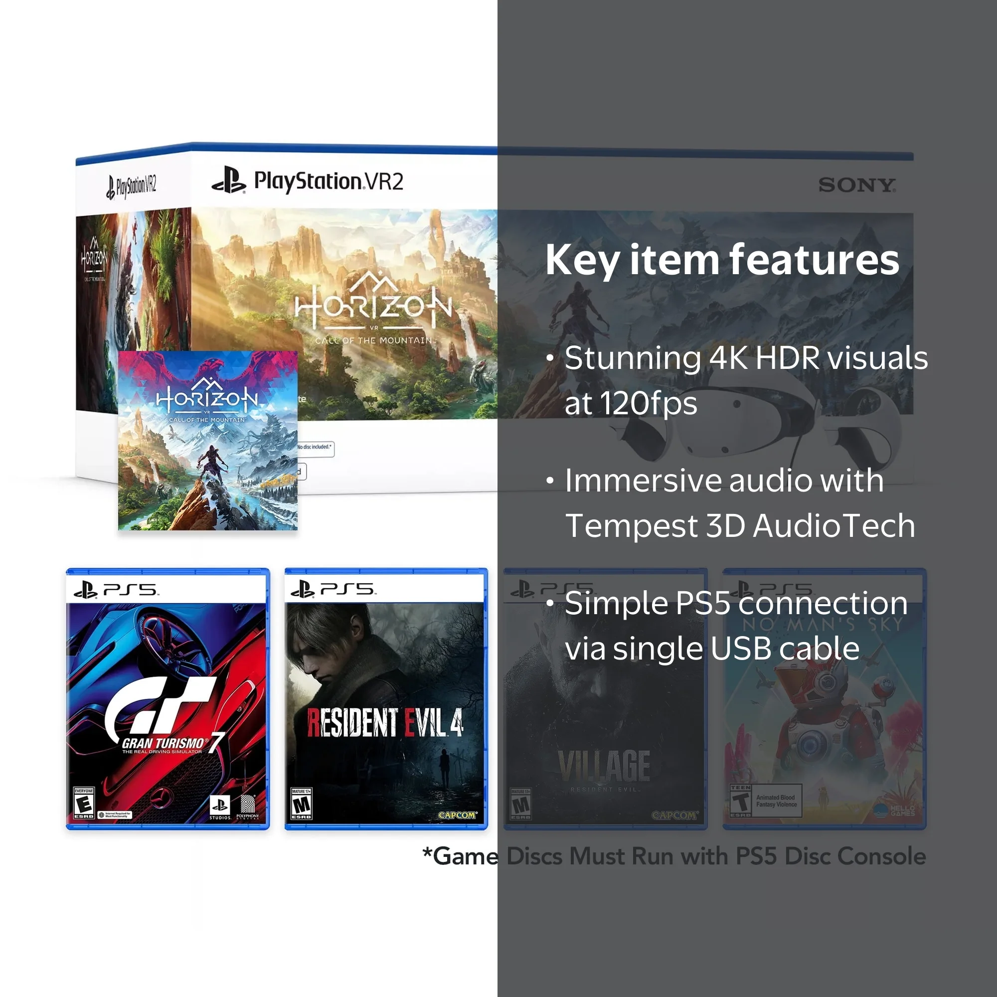 PlayStation VR2 Horizon Call of the Mountain bundle plus 4 Must