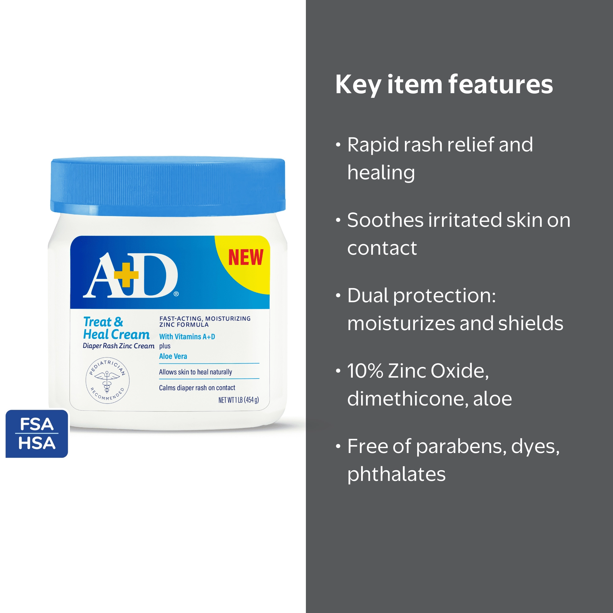 A+D Zinc Oxide Cream 16oz - Walmart.com