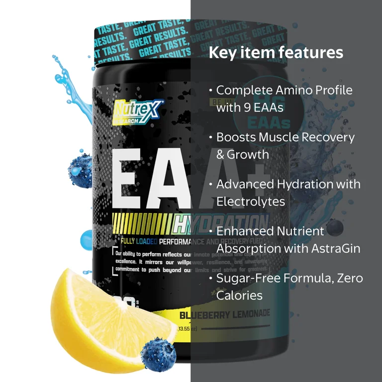 Nutrex Research EAA Hydration, EAAs and BCAAs Powder, Muscle