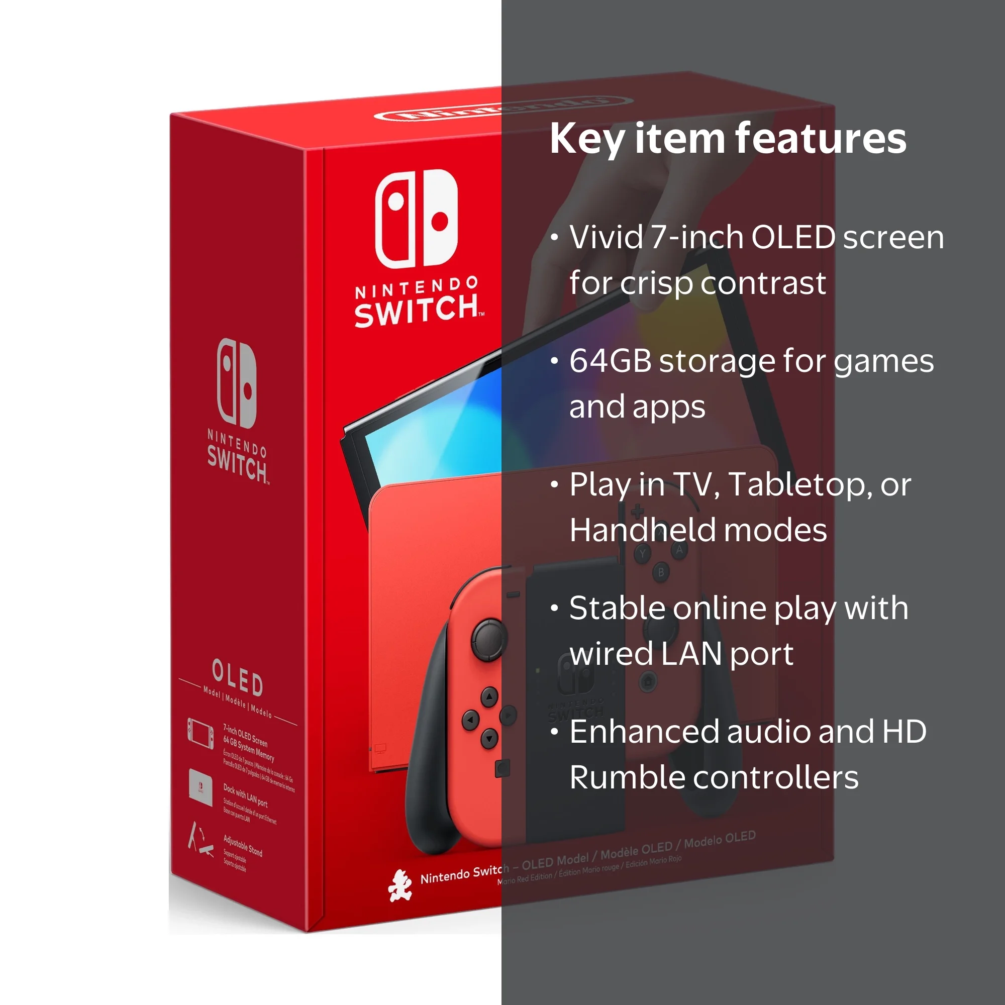 Nintendo, Switch OLED Console, Mario Red Joy-Con, Japan Spec