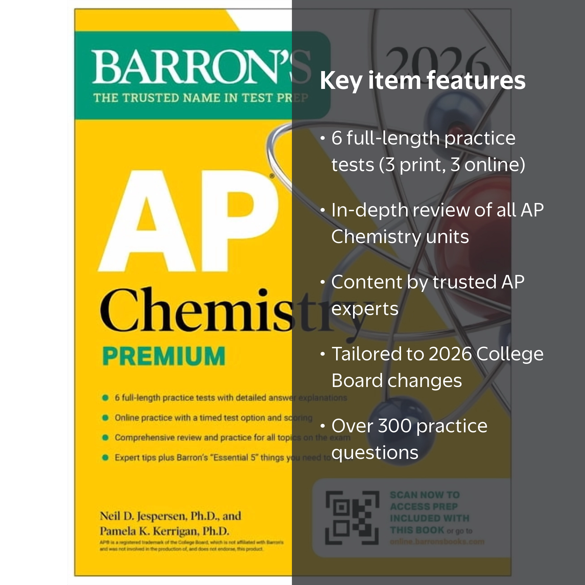 Neil D Jespersen AP Chemistry Premium 2026, 6 Practice Tests