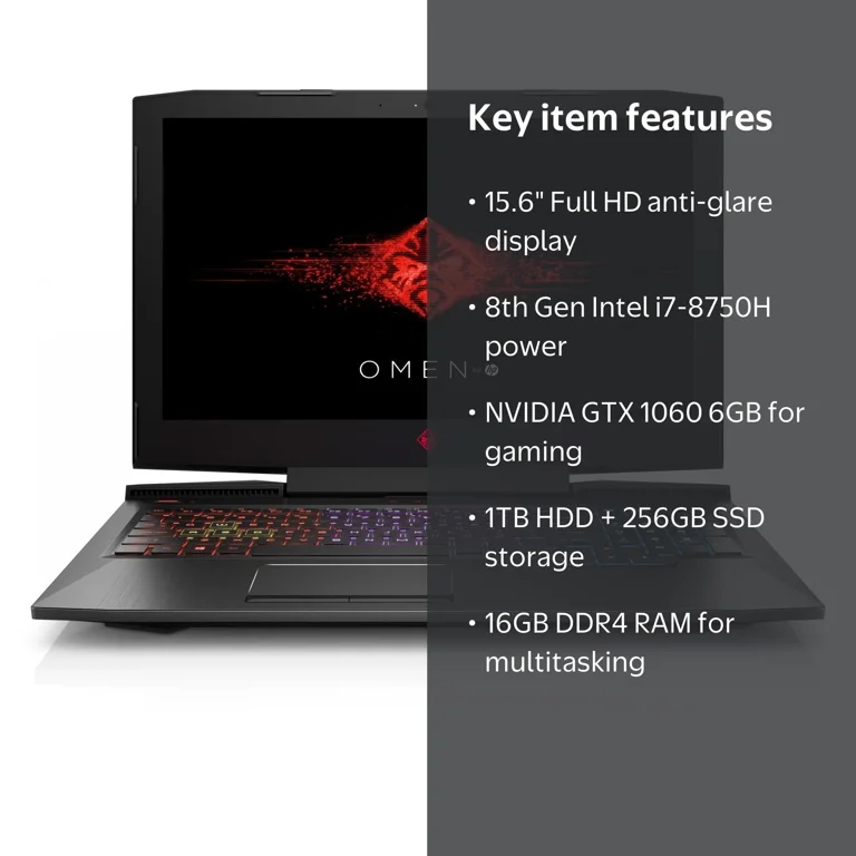 HP Omen 15.6” Gaming Laptop, Windows 10, Intel Core i7, NVIDIA GTX