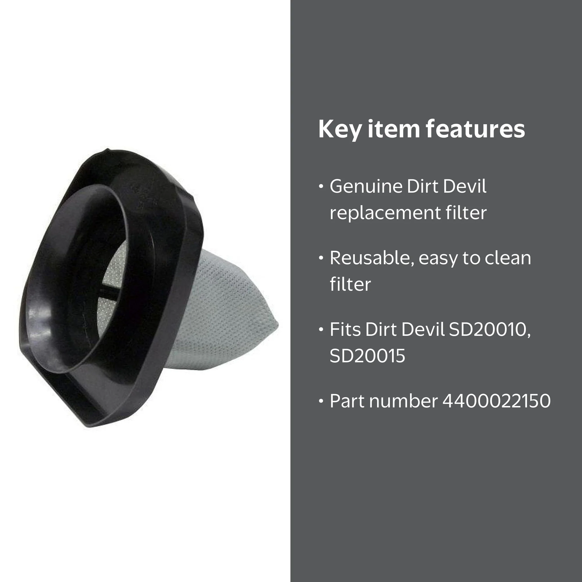 Dirt Devil Genuine F68 Washable Dust Cup Filters for Models