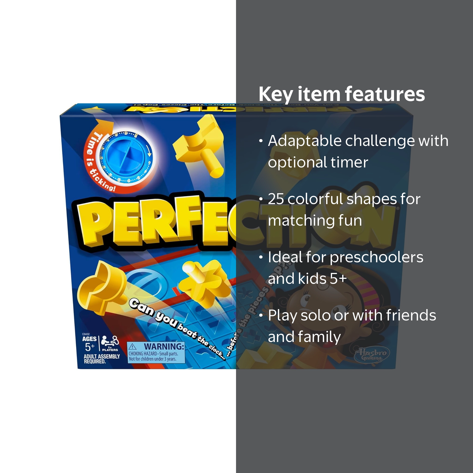 Hasbro Gaming Perfection Game for Ages 5+, Shape Matching, Popping