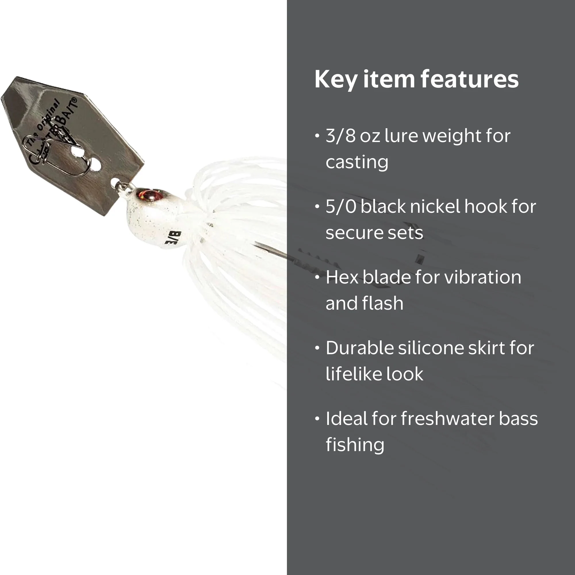 Z-Man, ChatterBait Elite EVO Bladed Jig, 3/8 oz, White - Walmart.com
