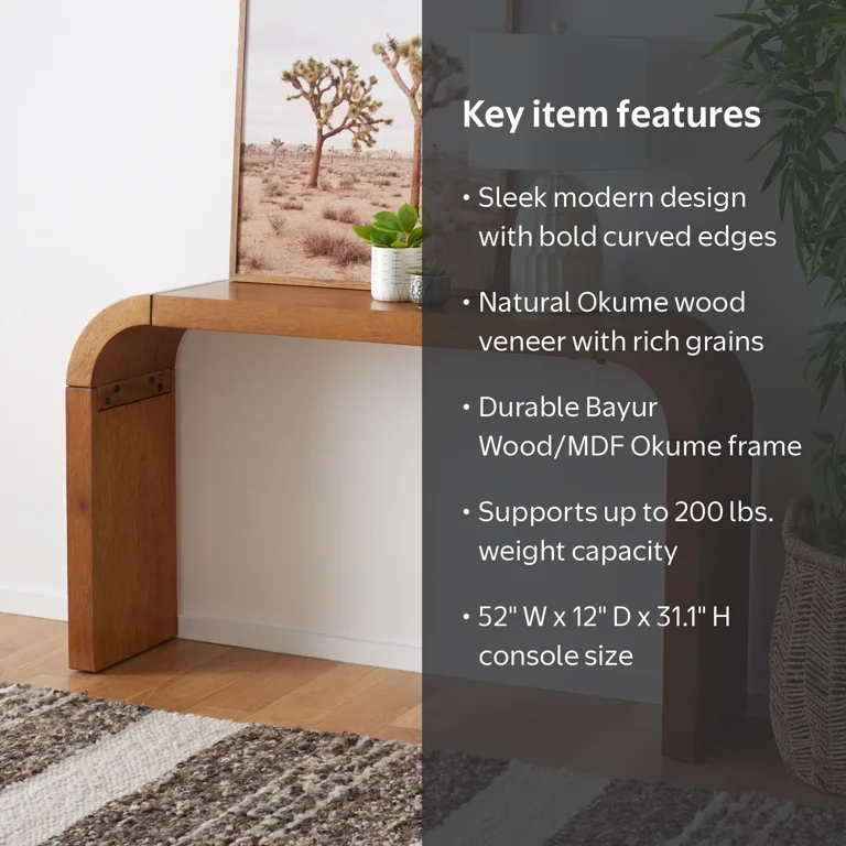 【日本未入荷】★Safavieh★シンプルモダン★ウッドコンソールテーブル SAFAVIEH Liasonya Modern Wood Console Table, Natural - Walmart.com