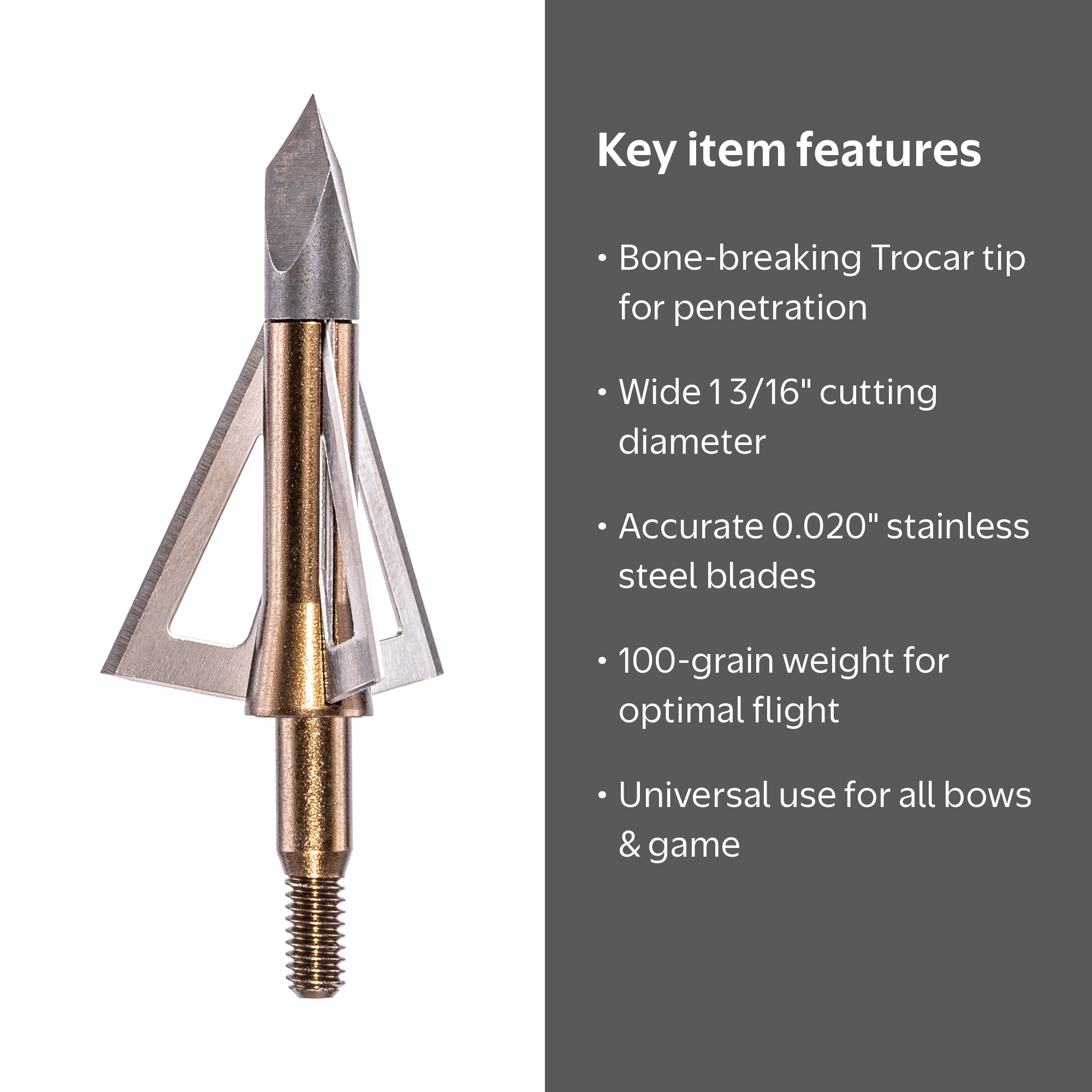 Muzzy 3-Blade Fixed Broadhead, 100 Grain, 0.20