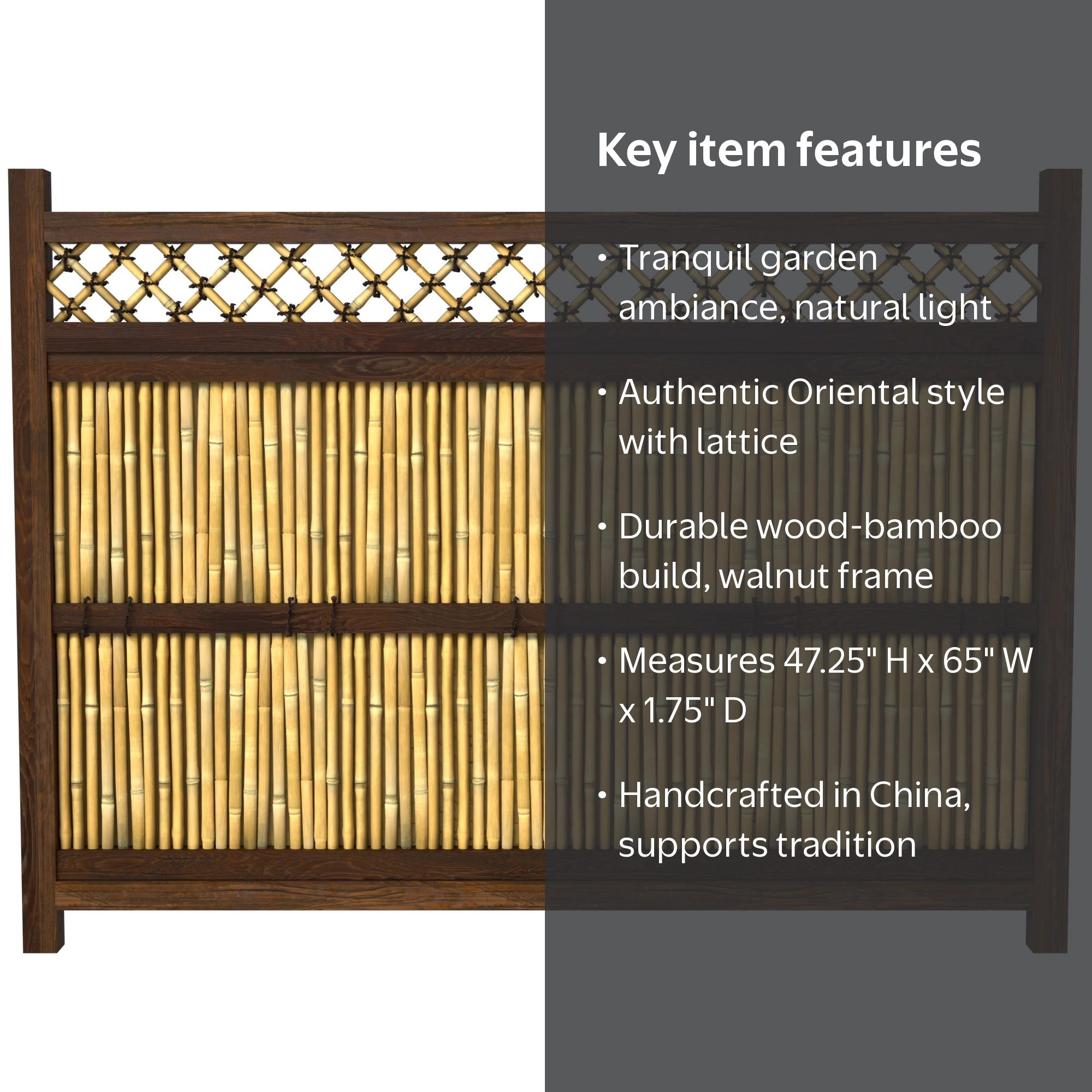 Red Lantern 4 ft. x 5.5 ft. Japanese Bamboo Zen Garden Fence