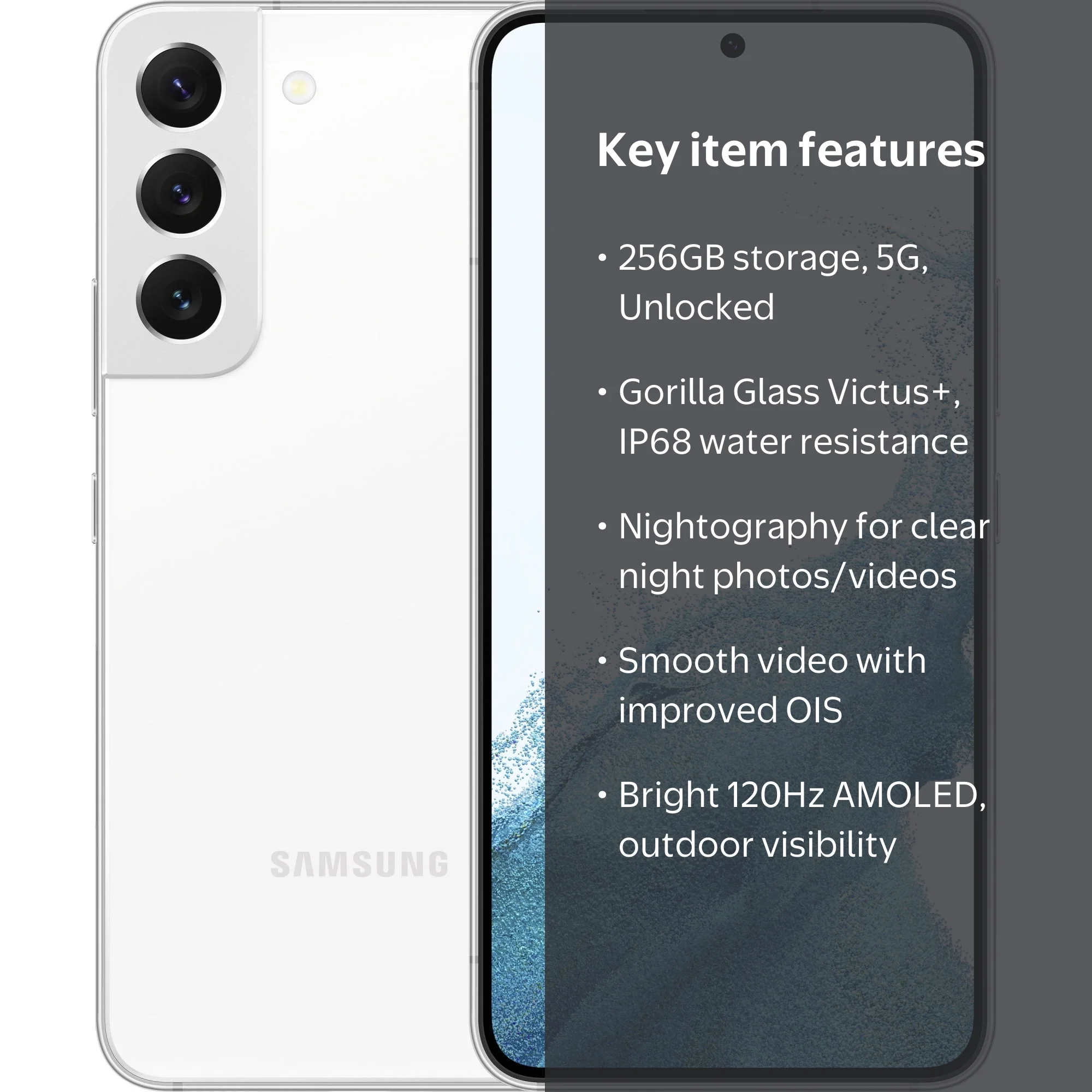 Samsung Galaxy S22 ホワイト 256GB 訳あり Samsung Galaxy S22 5G Android Phone, 256GB White - Unlocked