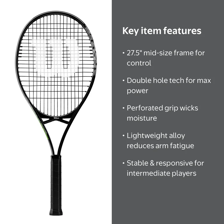 Wilson Aggressor 112 Tennis Racket - Black (Adult) - Walmart.com